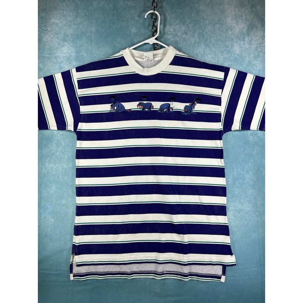Y2K VTG Vintage Walt Disney Studios Mickey Mouse Striped T Shirt Eeyore 1990s